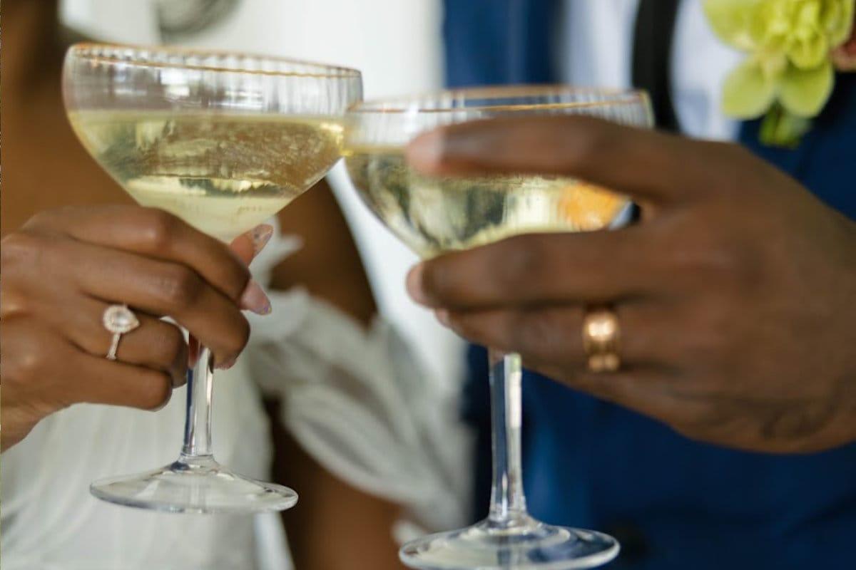 Bridge and Groom toasting