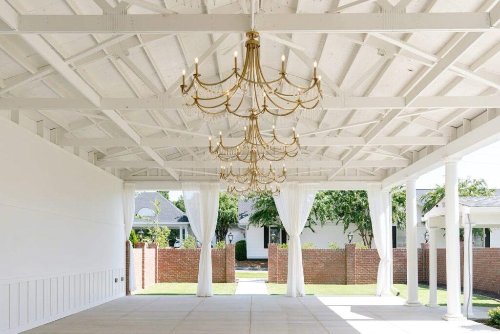Large outdoor covered area with beautiful lights